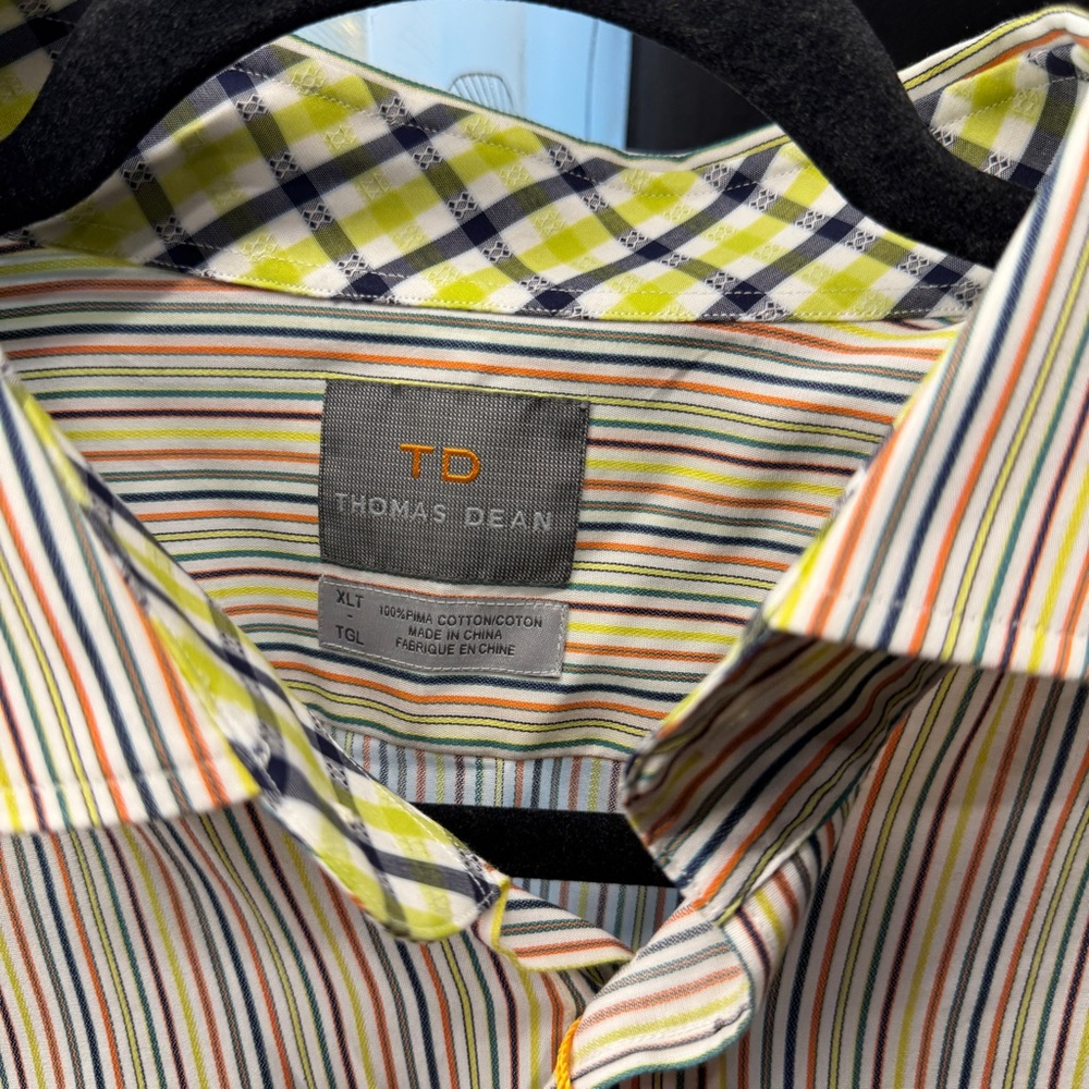 Thomas Dean Multicolor Striped Button Down Shirt - Picture 3 of 4